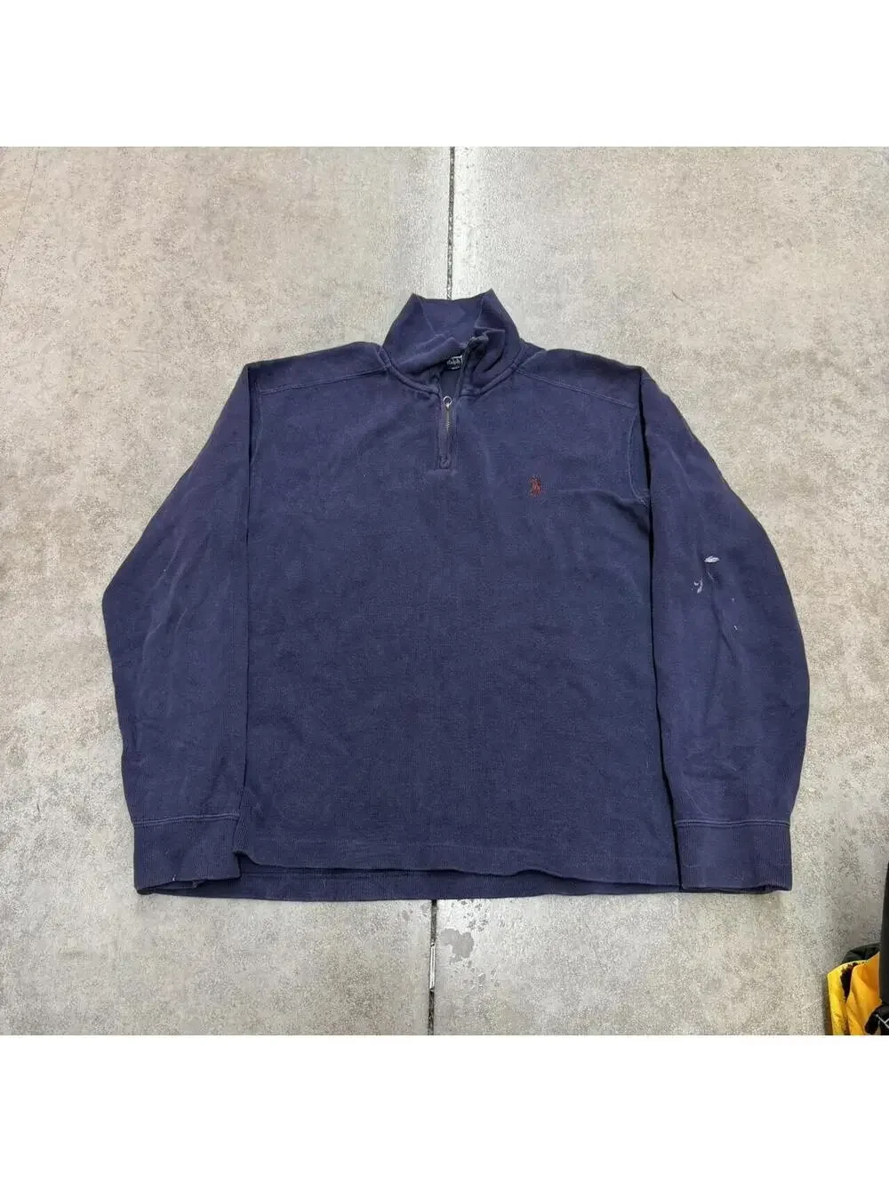 vintage polo ralph lauren navy and red quarter zip sweater size large
